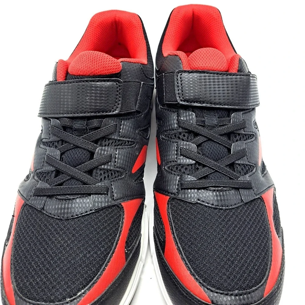 KingSize Athletic Sneakers NEW Mens Wide 11.5 EW Black Red Hook Loop